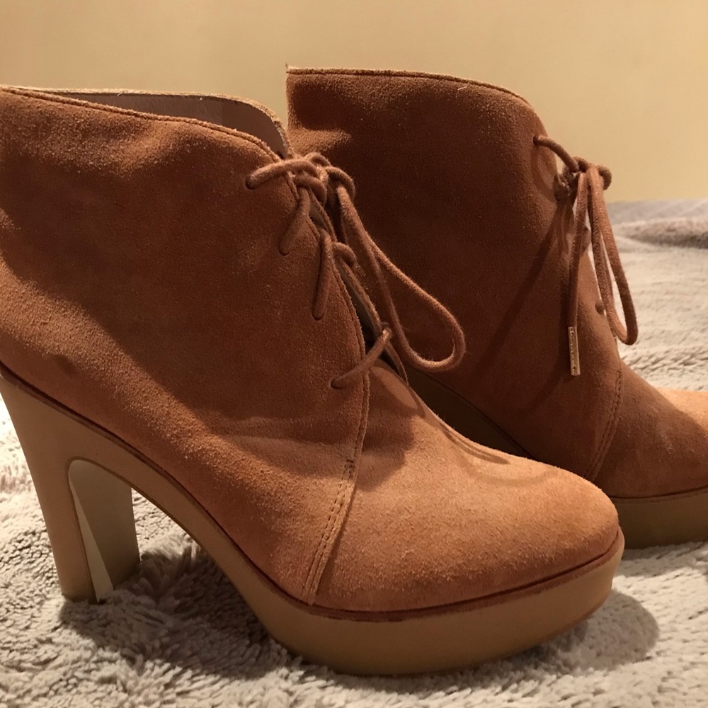 Michael Kors Brown Suede Lace-up Heel Booties